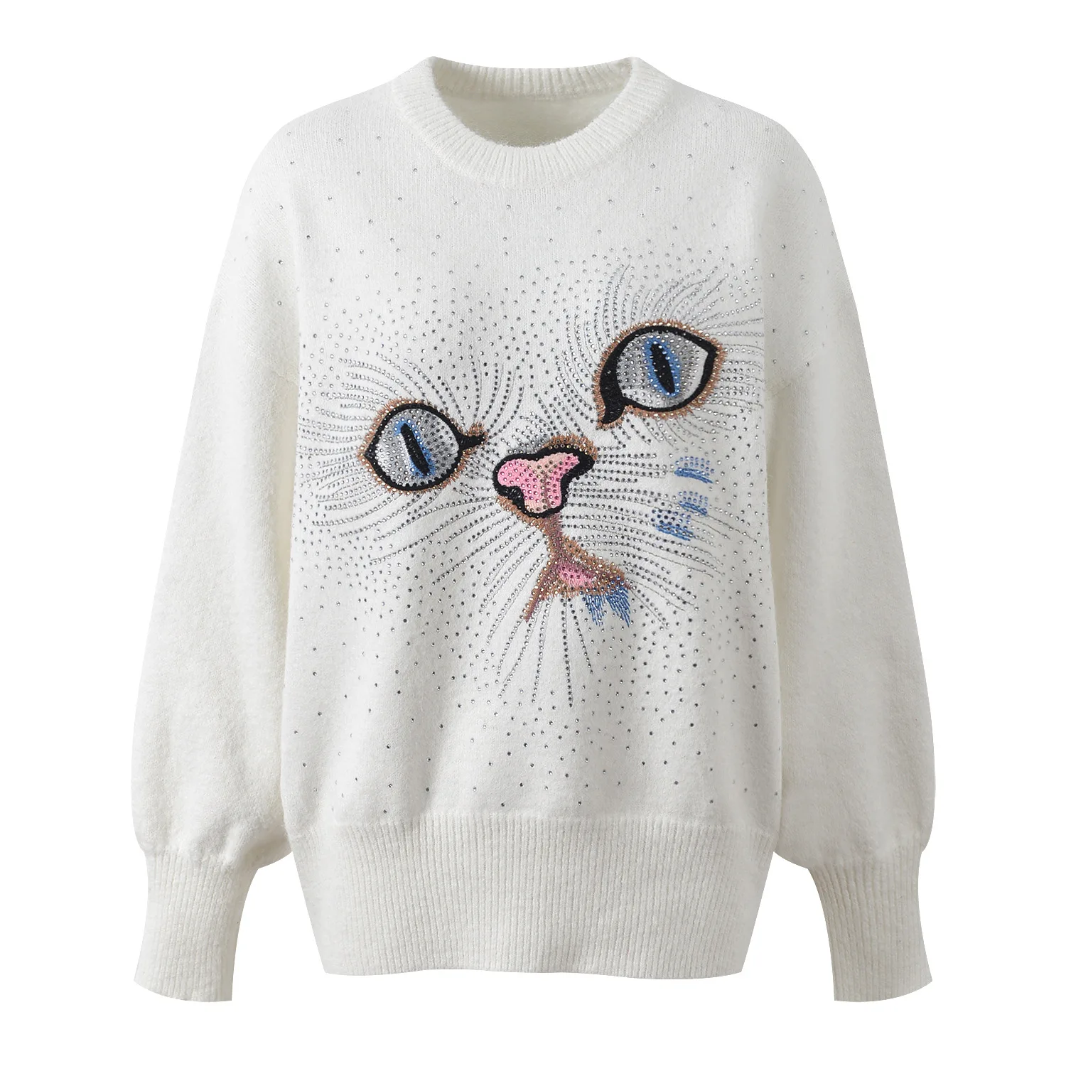 

Зимний новый модный теплый вязаный свитер оверсайз с узором, универсальный, толстый, длинный, с круглым вырезом