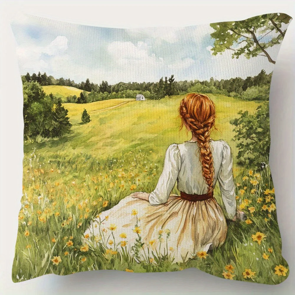 1pc Anne of Green Gables Inspirational Quote Pillow Cover, 18x18 Inch, Soft Short Plush, Single-Sided Print, Zip Closure - Ideal
