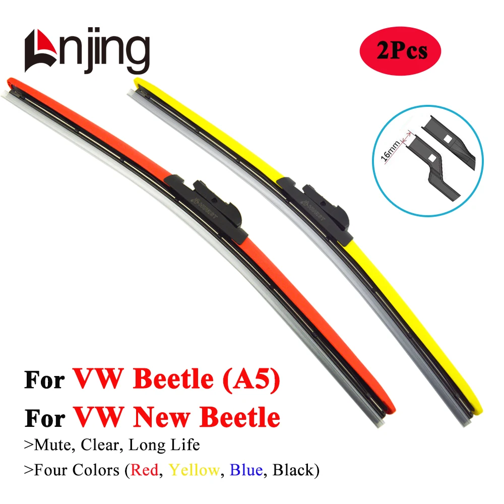 LNJING Colorful Car Wiper Blades For Volkswagen VW New Beetle A5 5C 9C 1Y 1998 2000 2003 2005 2008 2010 2011 2015 2016 2018 2019