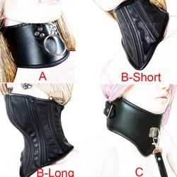 PU Leather Neck Collar Choker Posture Corset with Leash Chain BDSM Bondage  Restraint Slave Sex Toys Adult Game Role Play