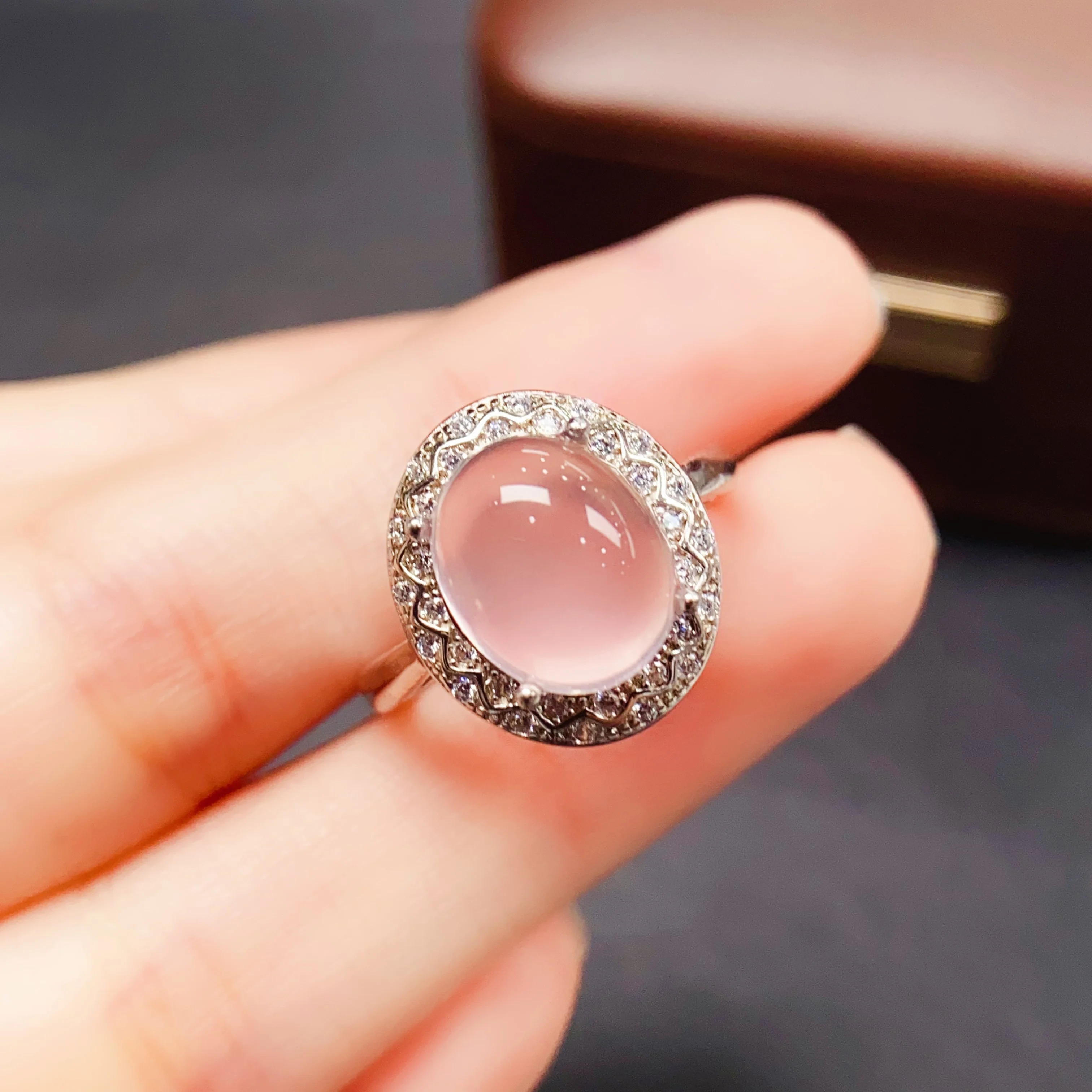 

9*11mm Natural Pink Crystal Ring S925 Sterling Silver Certificate Design Fine Fashion Charm Wedding Jewelry for Women FS