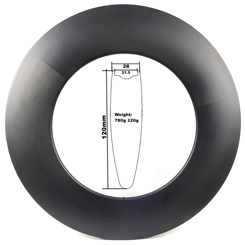 

BIKEDOC RD28120 700C Карбоновые дорожные диски шириной 28 мм Глубина 120 мм Бескамерный карбоновый обод без крючка Дисковый тормоз UD Матовый