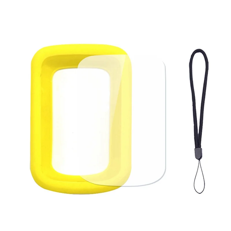 غطاء حماية من السيليكون للدراجة لـ IGPSPORT BSC200 حافظة حماية كمبيوتر للدراجة GPS مع فيلم شاشة، أصفر ساخن