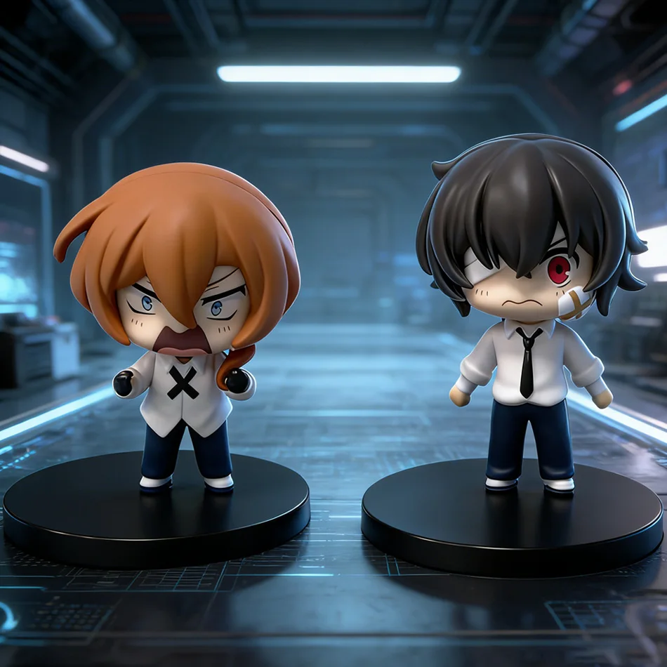 

Anime Bungo Stray Dogs 7cm Bungo Stray Dogs dazai osamu Q Edition Action Pvc Model Statue Car Decoration Action Figures Toy Gift