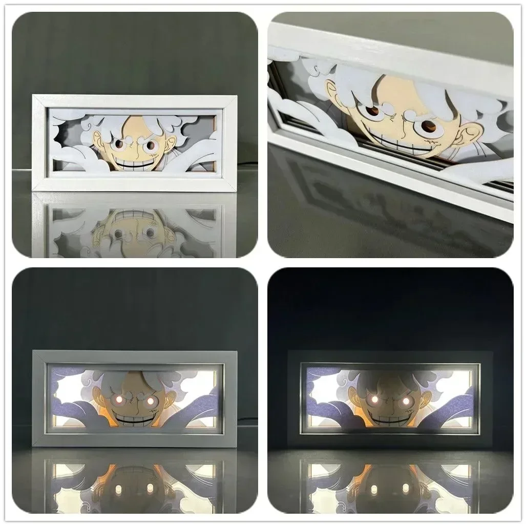 3d Anime Led Lichtbak Een Stuk Actie Figuur Papier Snijwerk Licht Nachtlamp Anime Figuur Luffy Sanji Zoro Tafellamp Decor