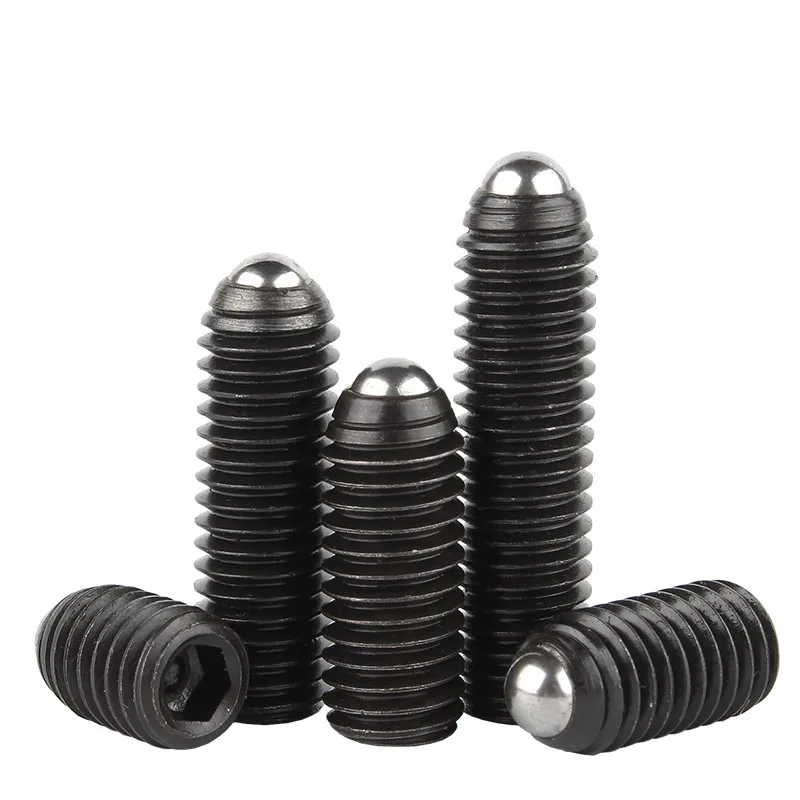 1/2/5pc Grade 12.9 Alloy Steel Spring Ball Plunger Black Hex Hexagon Socket Grub Point Set Screw Bolt M3 M4 M5 M6 M8 M10 M12 M16