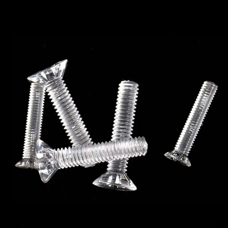 1000PCS M3 Acrylic Screw Hex Nut Flat Cross Head Bolt Transparent Clear Plastic Nylon Countersunk Head Screws Nuts