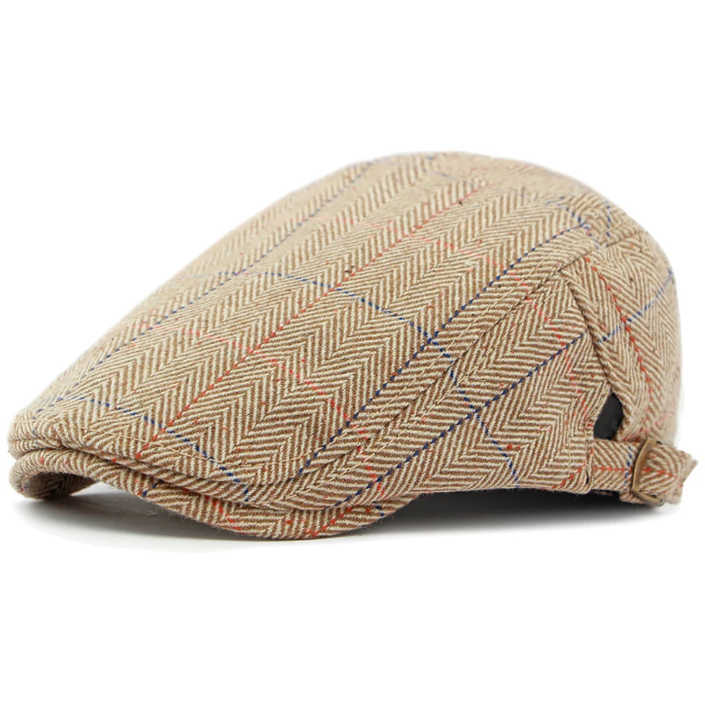 HT4289 Berets Men New Vintage Plaid   Flat Cap Retro Artist Painter Beret Hats for Men Spring Autumn Striped Beret Cap