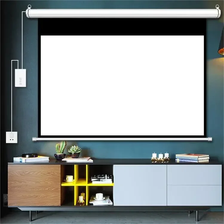 120 Inch Movie Electronic Projector Screen With Remote Control Motorized Projection Screen