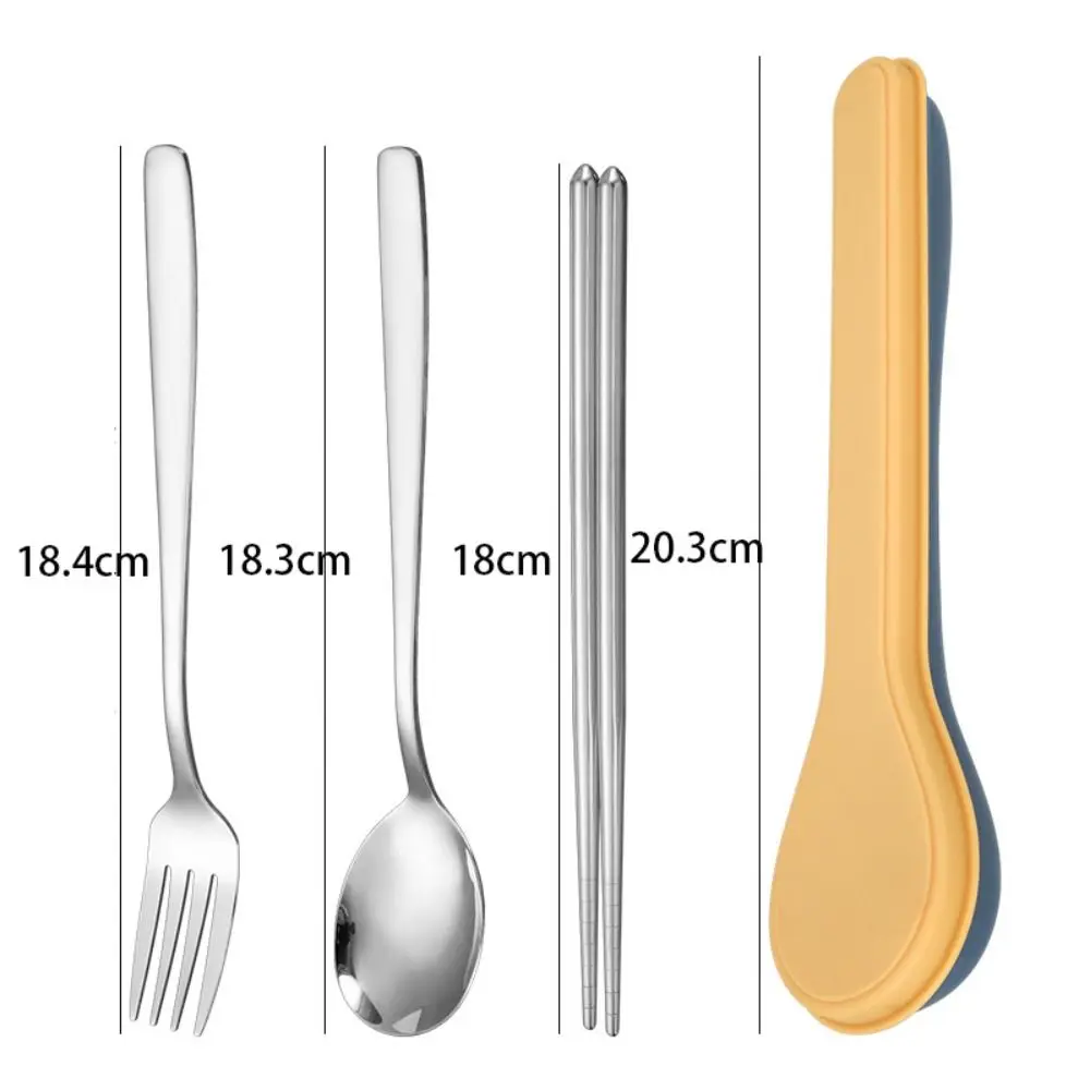Durable 410 Stainless Steel Cutlery Set Portable Korean Style Tableware Set with Storage Case Dinnerware Home School Kitchen