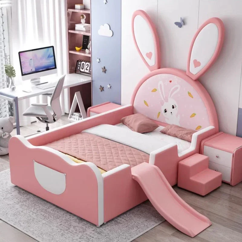 Aesthetic Cute Girl Bed Bases Frames Kids Modern Queen Wood Princess Children Bed Space Saving Letto Matrimoniale Room Furniture