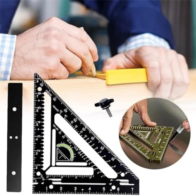 ONCE 4Pcs Innovative Rafter Square Tool, Rafter Square Tool,Rafter Square,High Precision Triangle Ruler With Jig Block