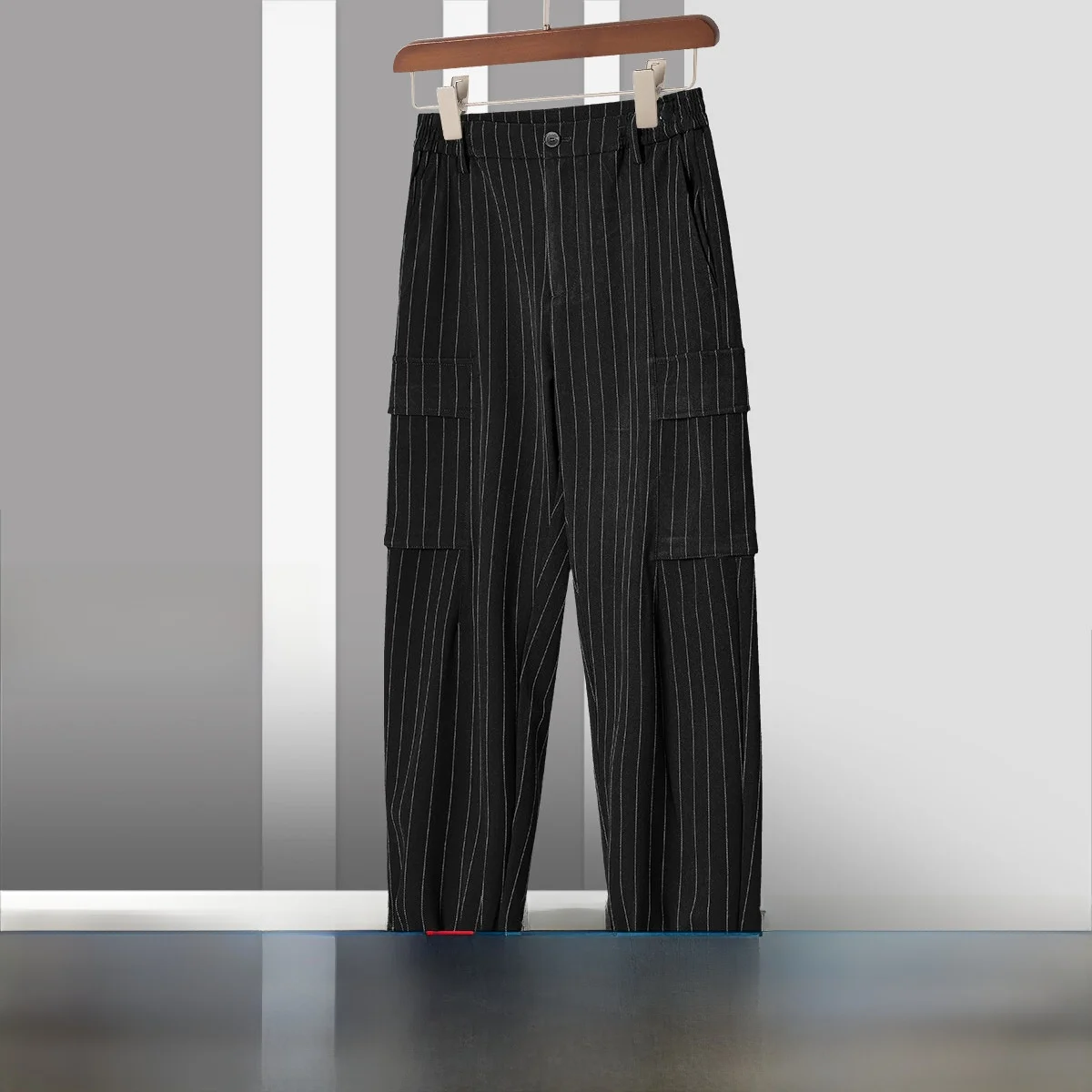 

Men's Casual Pants Elastic Waist Cargo Striped Loose Fit Long Trousers Spring Autumn Season Polyester Viscose Elastic Fiber