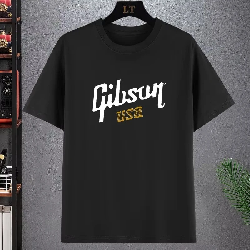 2025 nueva camiseta Gibson USA, camiseta de secado rápido, camisetas de talla grande, camiseta de secado rápido, ropa estética, camisetas lisas para hombres