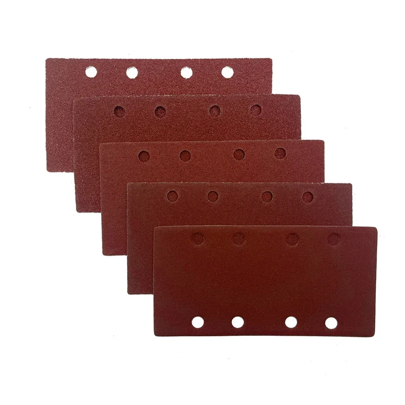 50Pcs 60-1500 Grits Square Sandpaper 8 Holes Flocking Sanding Pad Abrasive Tools For Orbital Palm Sander Polishing 185*93mm