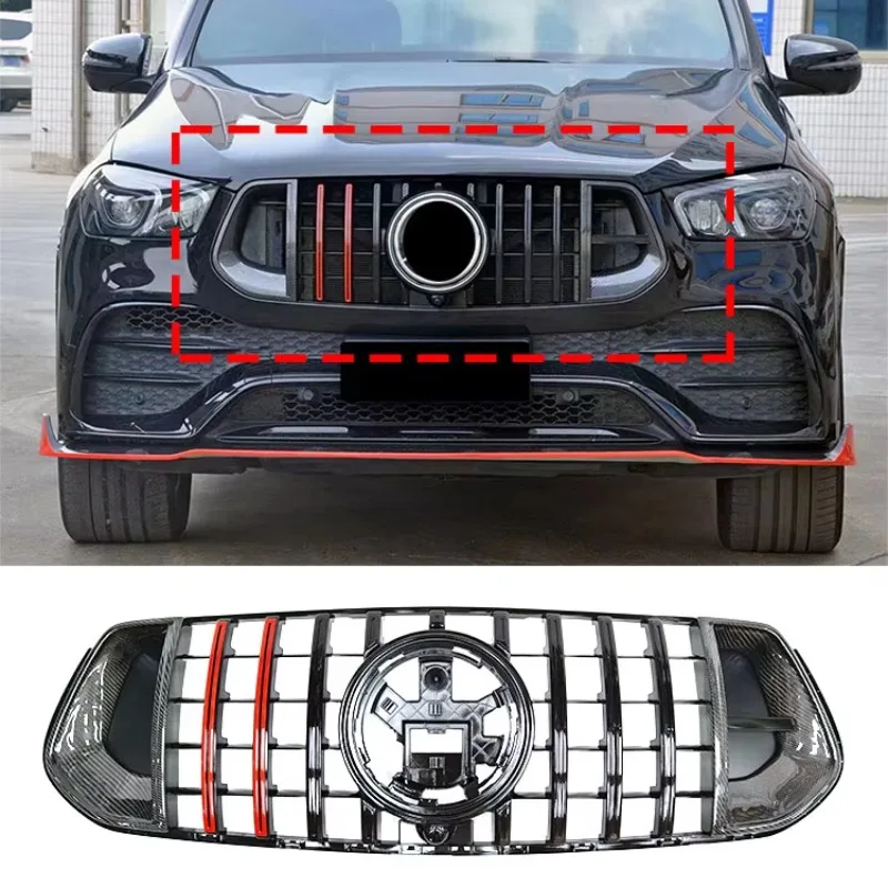 Upgrade GT BS Style Carbon Fiber Front Bumper Grille GLE W167 2020-2023 Exterior Replacement Mod Parts view 2