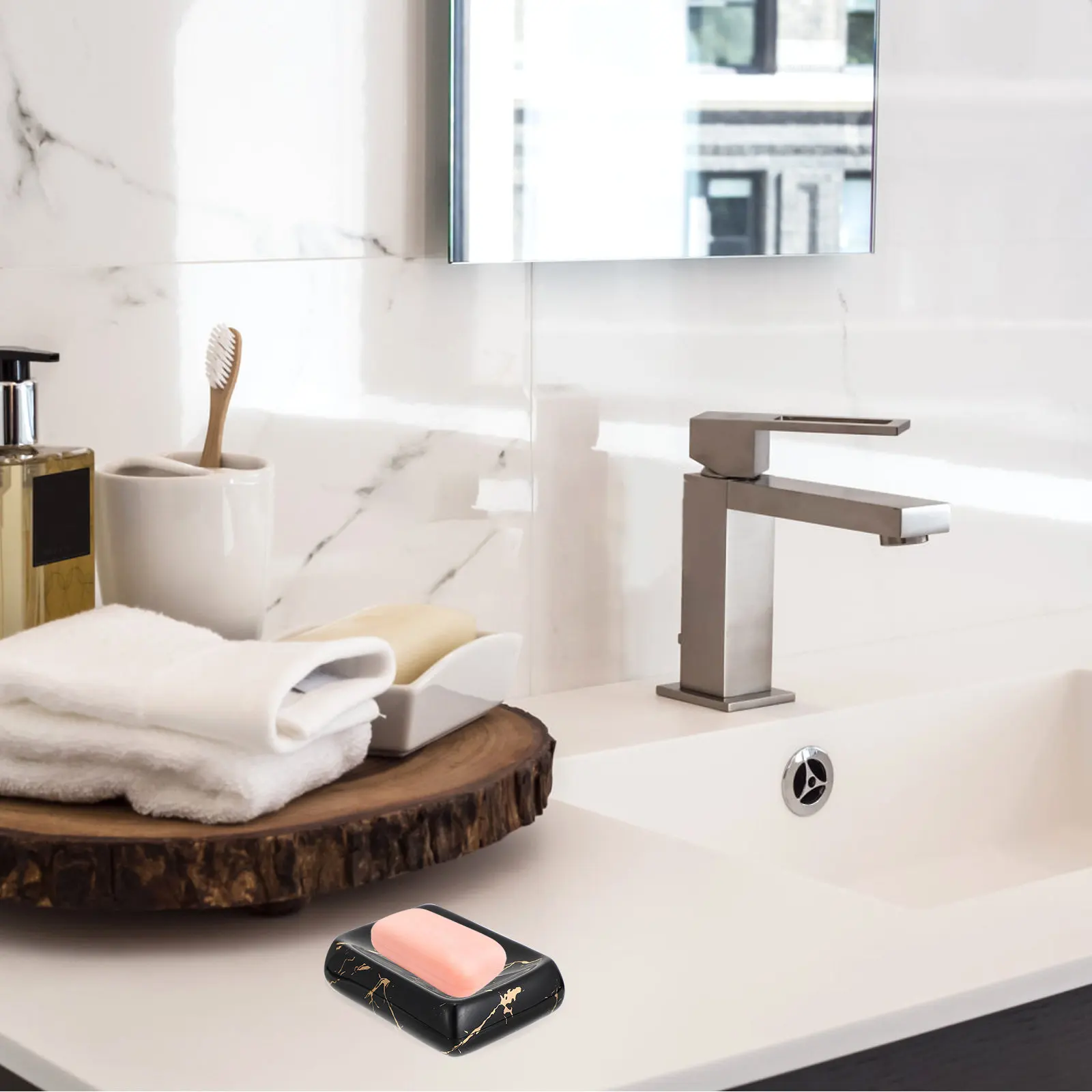 

1Pcs High Class Material Soap Dish Practical Long Service Life Compact Size Bathroom Accessory Soap Tray