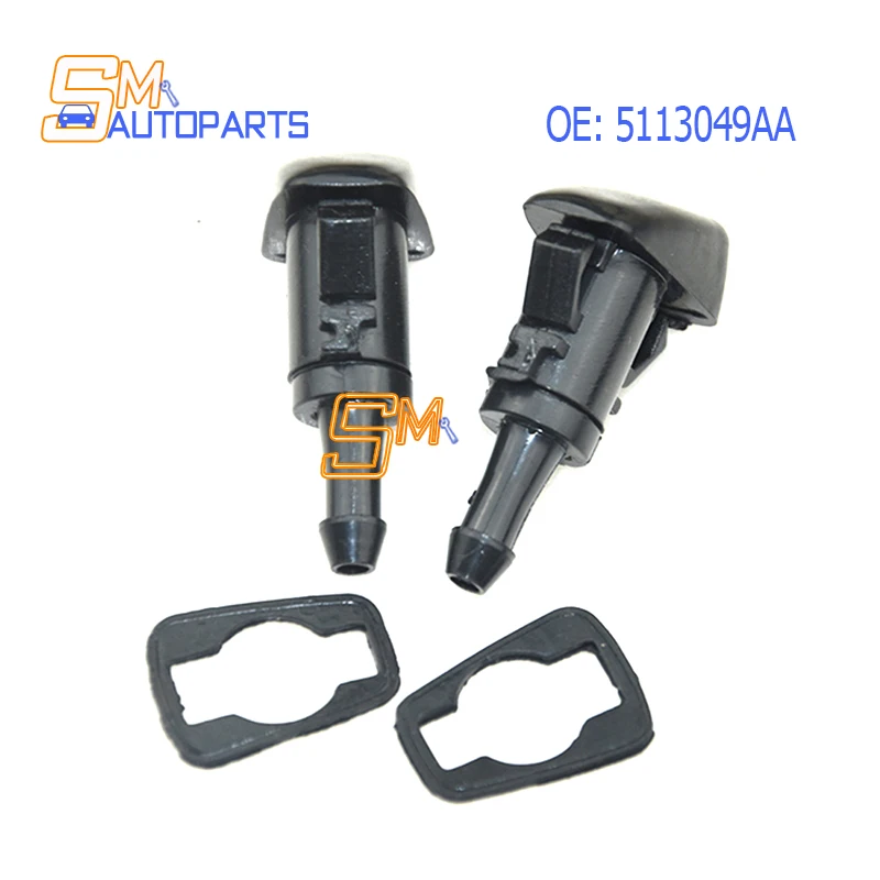 2PCS New Windshield Washer Nozzle Front Left/Right 5113049AA For Dodge Charger Ram 1500 2500 2009 2010 2011 2012