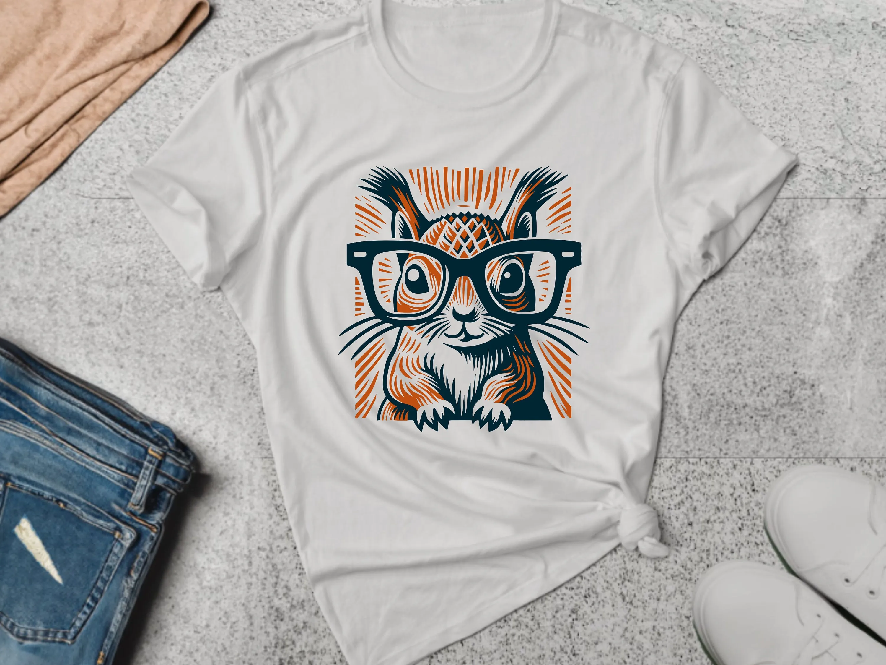 

Funny Animal T Shirt Squirrel Geeky Top Nerd Quirky Humor Fun Lover