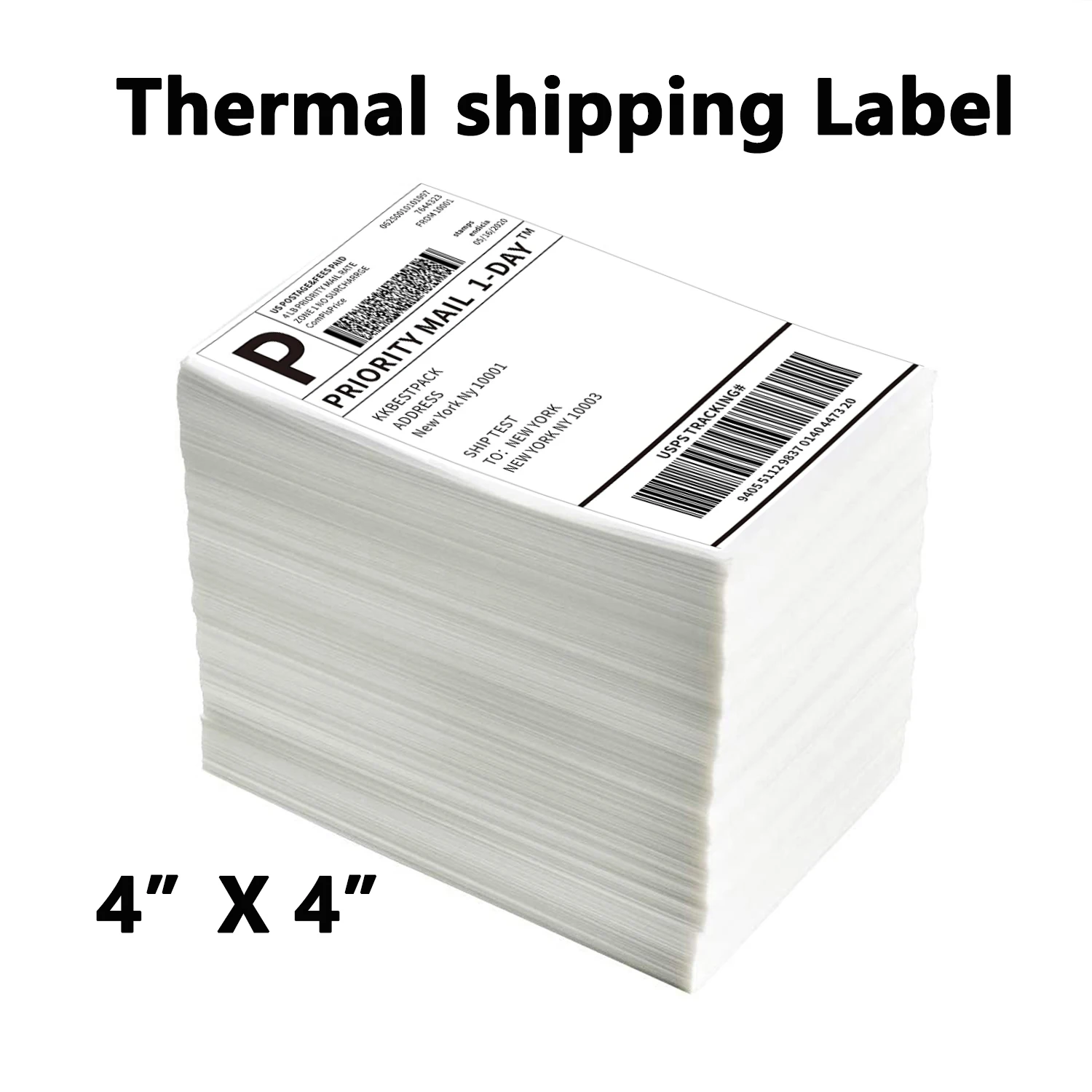 4*4'*100 Sheets Adhesive Shipping Label Waterproof Thermal Label Thermal Transfer Label Sticker Small Ticket Paper