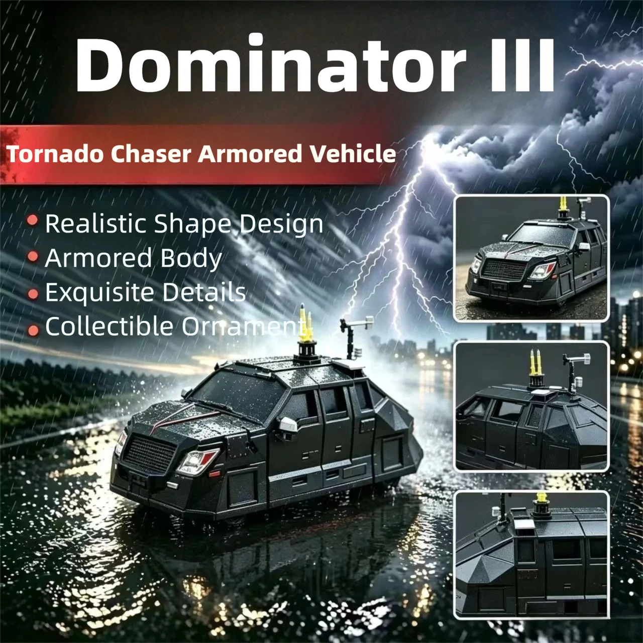 Dominator III Tornado Intercept Vehicle Movable Storm Chaser Model Car Boy Toy Collectible
