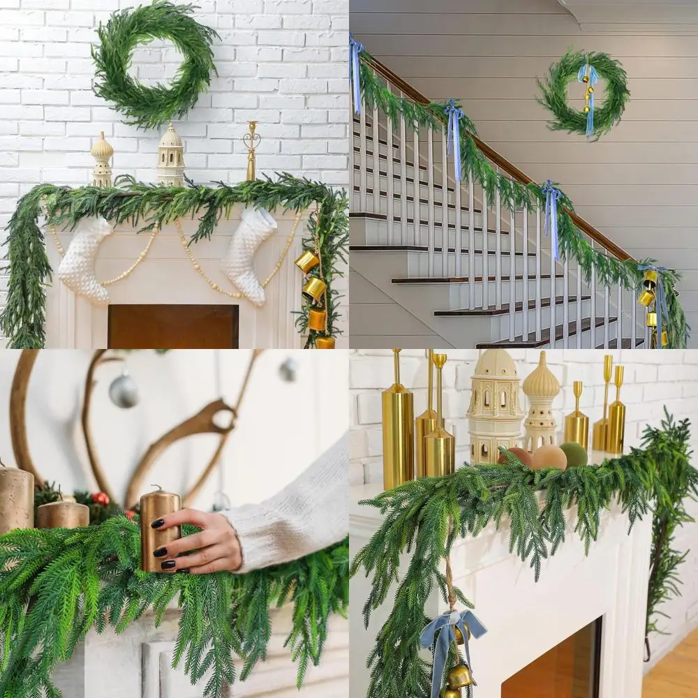 

Realistic 9-Foot Artificial Christmas Pine Garland, Perfect for Mantle, Indoor/Outdoor, Fireplace, Winter Holidays