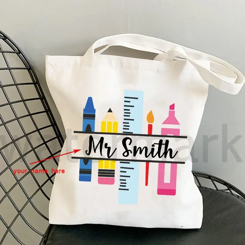 Sacos De Compras De Lona Personalizados Para Mulheres, Professor Totes, Obrigado Professor Bolsas De Ombro, Bolsas De Viagem, Kawaii Shopper Bag