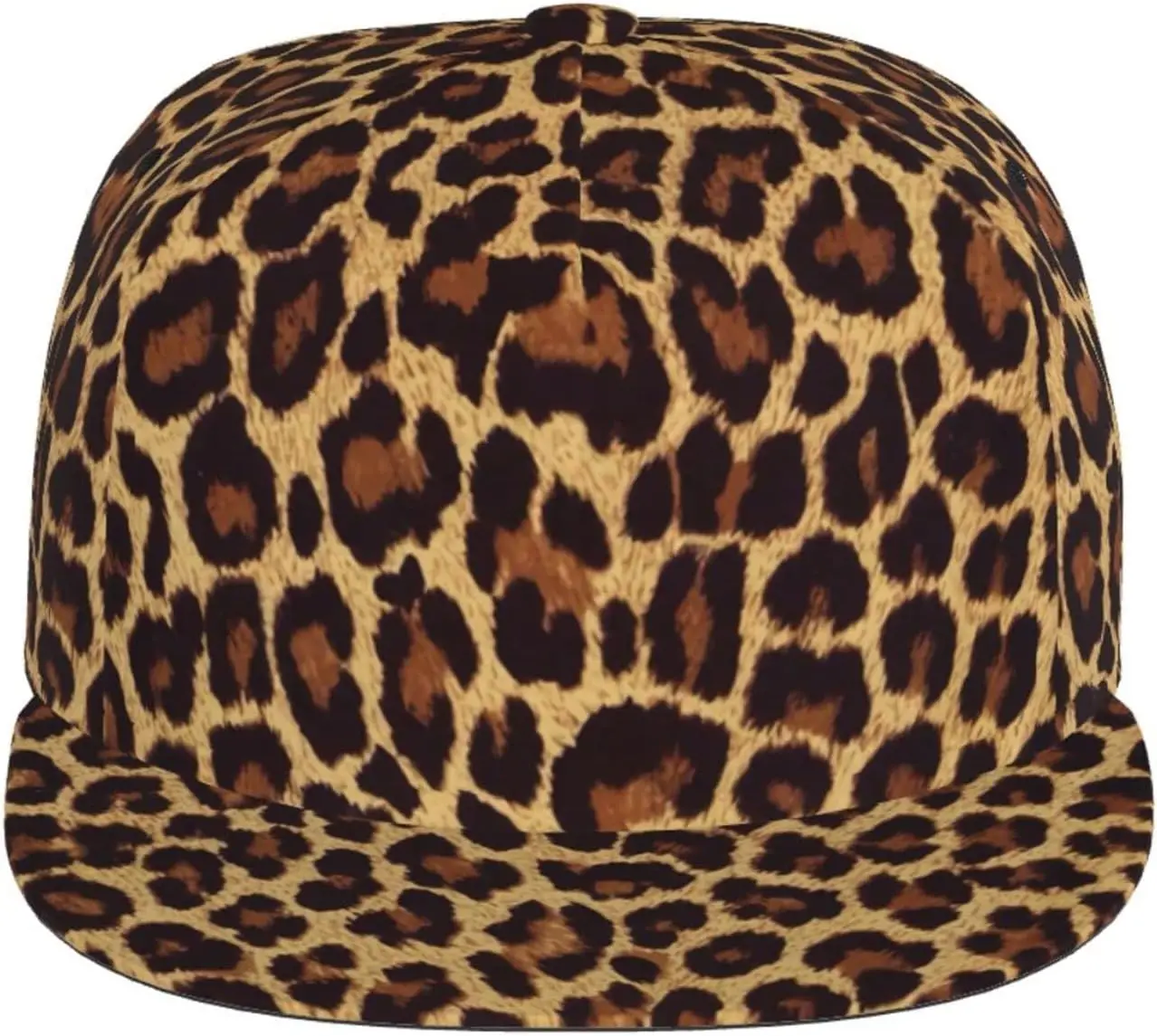 Cool Cheetah Leopard Flat Bill Hat, Unisex Snapback Baseball Cap Hip Hop Style Flat Visor Blank Adjustable