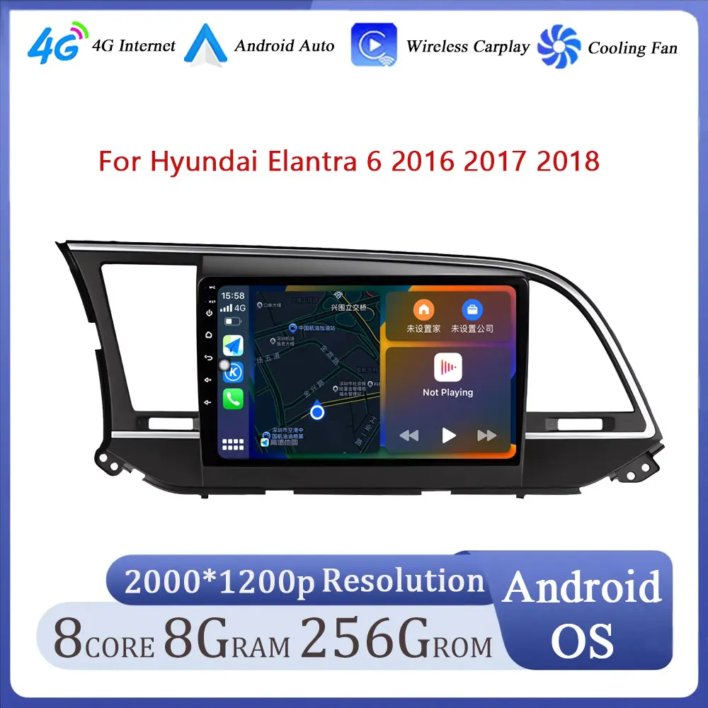 

for Hyundai Elantra 6 2016 2017 2018 Android OS Auto Radio Car Multimedia Video Stereo Player GPS Wireless CarPlay WIFI+4G