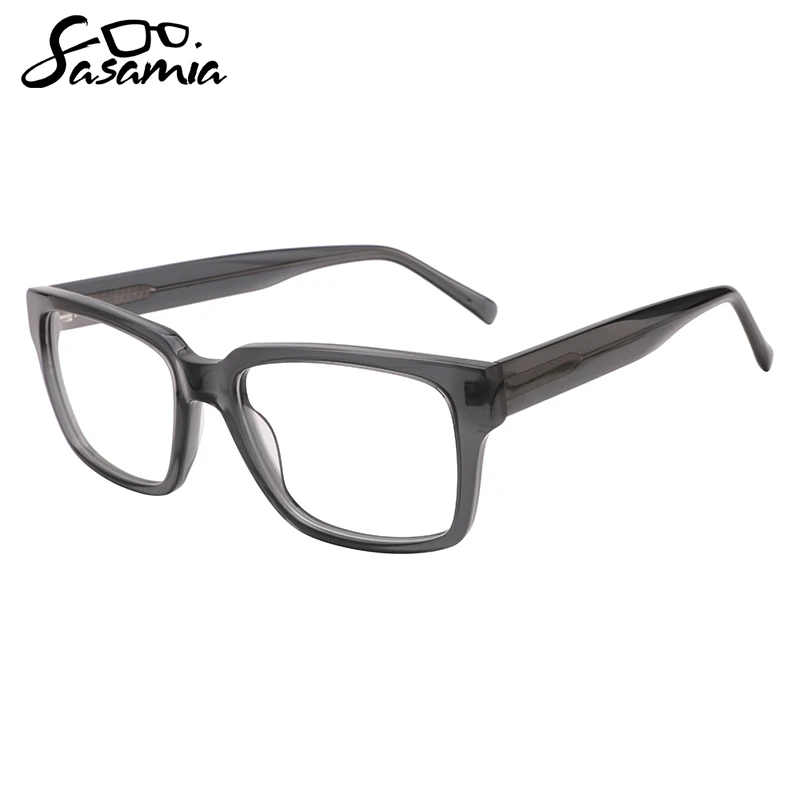 SASAMIA Unisex Eyeglasses Acetate Flat Rectangle Colors Frames Wide Long Temples Myopia/Hyperopia Reading Glasses WD1439