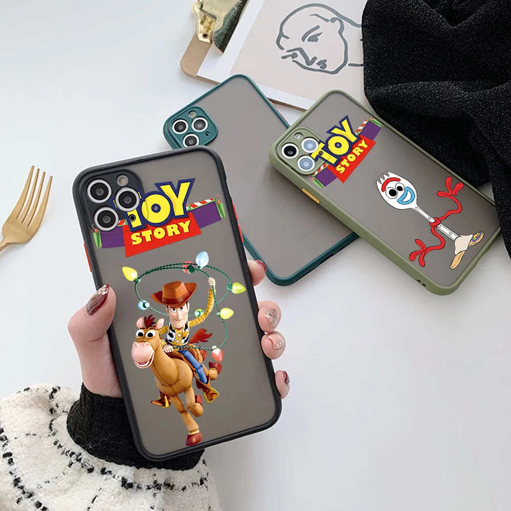 Cases For iPhone 17 17Pro Air 16E 16 15 14 Plus 13 Mini 12 Pro Max Toy Story 2 Frosted Translucent Funda Disney Phone Case
