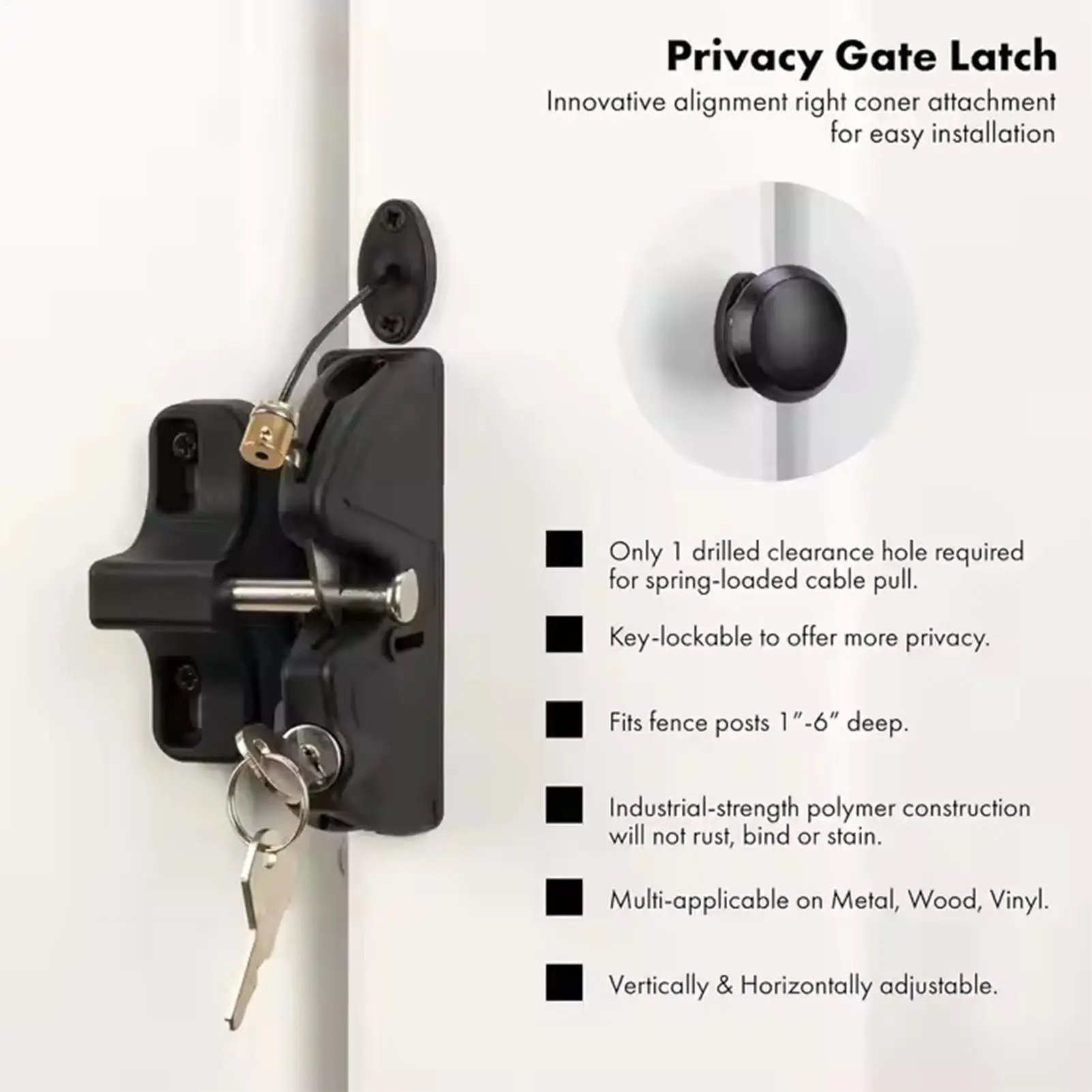 

Gate Latch For Wooden Fence Self-Locking Gate Locks Heavy Duty Privacy Protection Hardware For Toolshed Pool Backyard Farmhouse