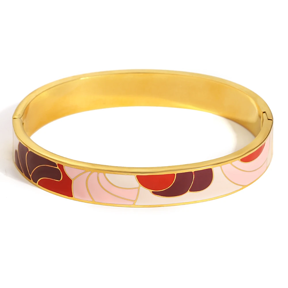 Fashion Colorful Enamel Painted Bracelet Stainless Steel Bracelets Bangles for Women and Men Waterproof Cuff Jewelry Gifts