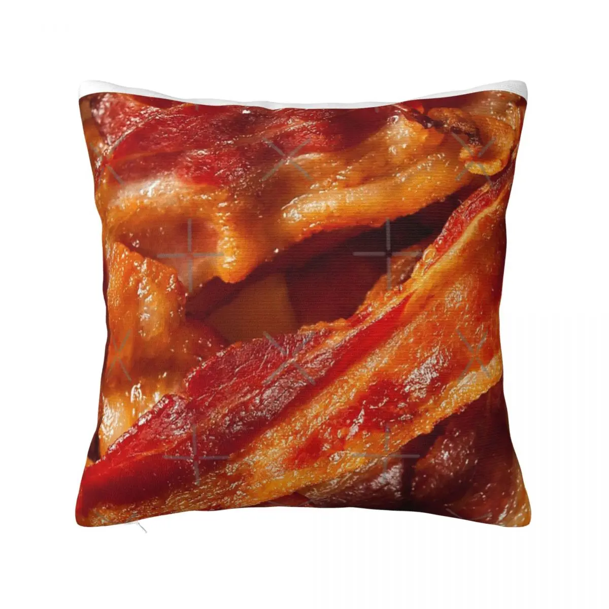 Funda de almohada con fondo de Bacon crujiente, cubierta decorativa, divertida y deliciosa