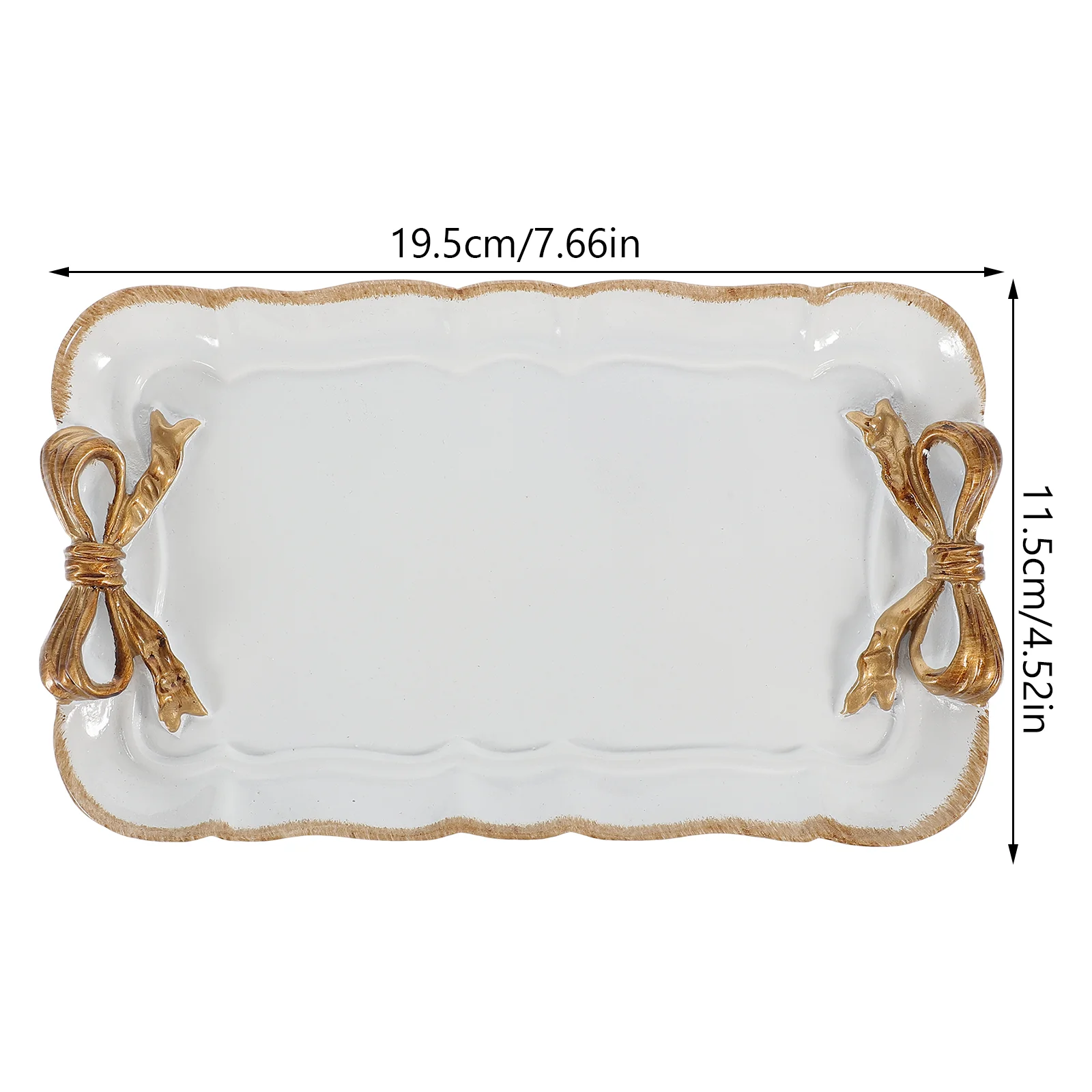 Marble Style White Resin Dessert Plate Bowknot Design Serving Tray Decorative Fruit Plate Vintage Storage Tray Coffee Table