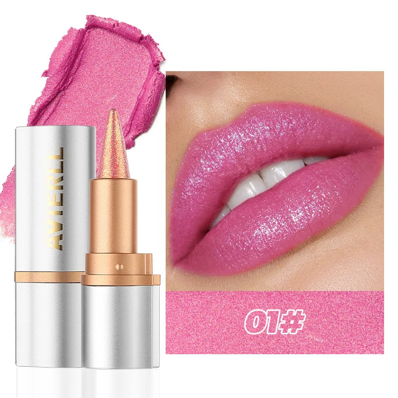 Szminka 2 w 1 z perłowym konturówką do ust, błyszcząca, połyskująca szminka, długotrwała, nawilżająca, nieprzywierająca do kubka, błyszczyk do ust, makijaż nieblaknący.