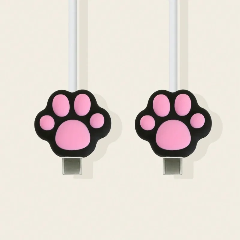Cartoon Cat Paw Cable Protector Cute Rabbit Data Line Cord Organizer For iPhone USB Charging Protective Cover Winder