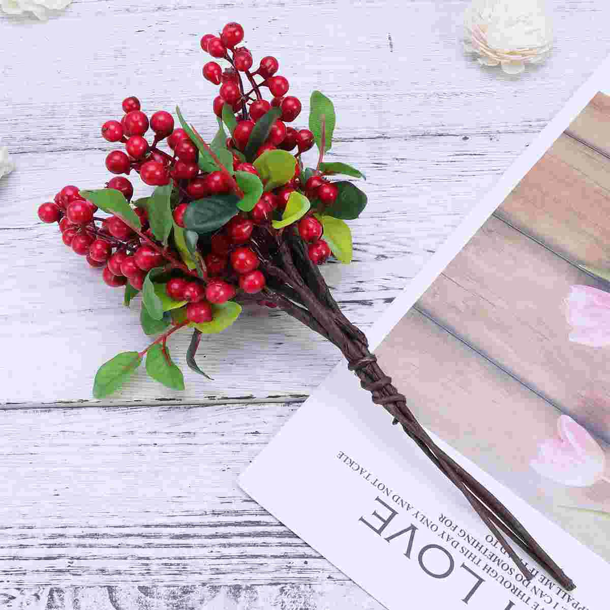 5 Pcs Artificial Flower Vacation Fruitful Blueberry Colored Branches Fake Berries