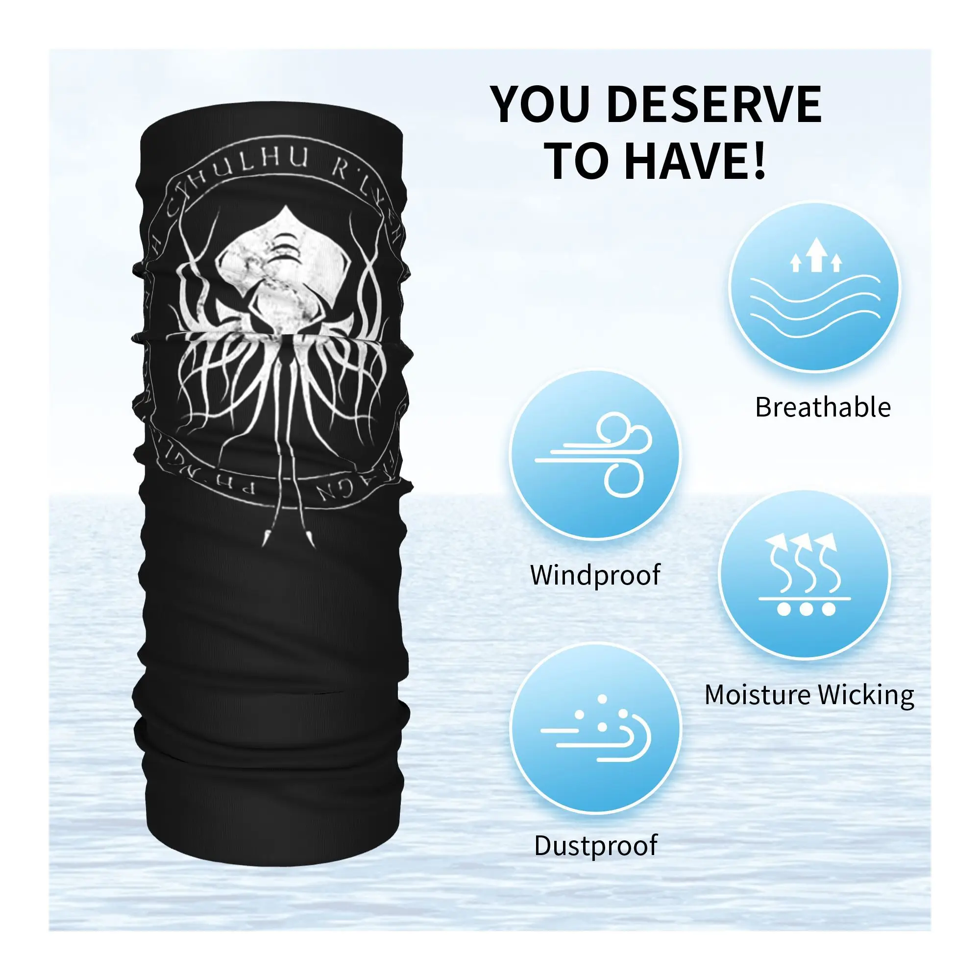 Lovecraft Great Cthulhu Bandana غطاء الرقبة المطبوعة التفاف قناع وشاح متعدد الوظائف قناع الوجه ركوب للجنسين الكبار كل موسم