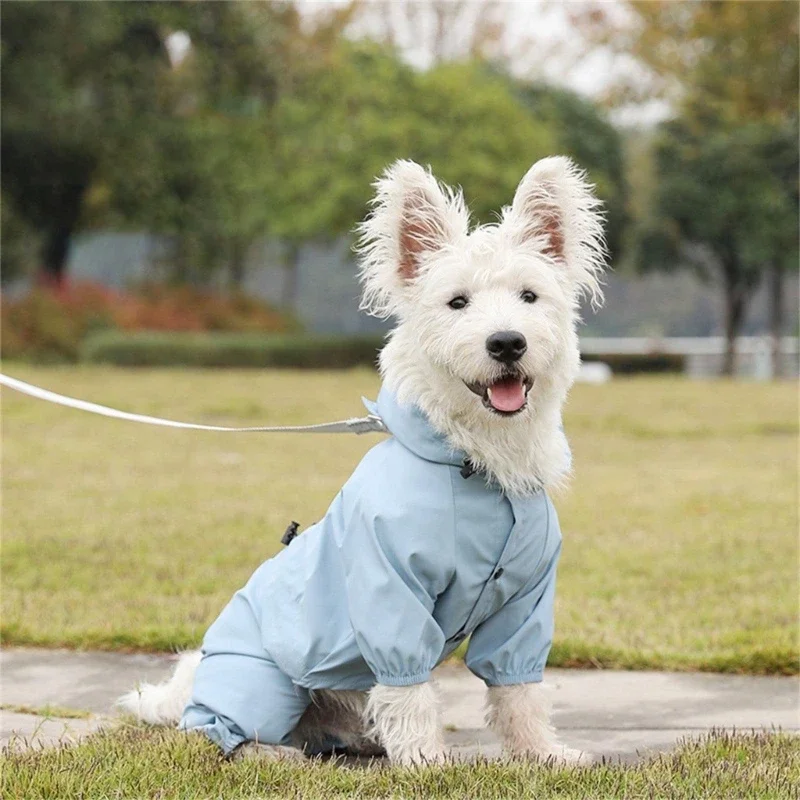 28GF Pet Dogs Rain Coat Reflective Strips Hooded Jumpsuits Dogs Waterproof Coat Water Resistant Clothes for Cats Rain Cover