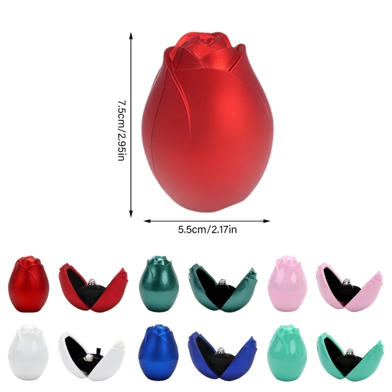 Double Opening Ring Box Rose Jewelry Container for Safekeeping Accessories N2UE