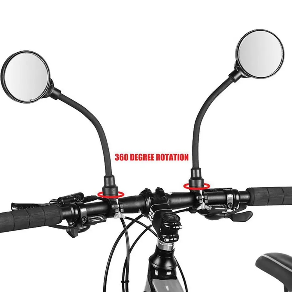 Bicycle Rearview Handlebar Mirrors Wide Angle Rear View For Mountain Road Bike Motorcycle Bendable Hose Accessories