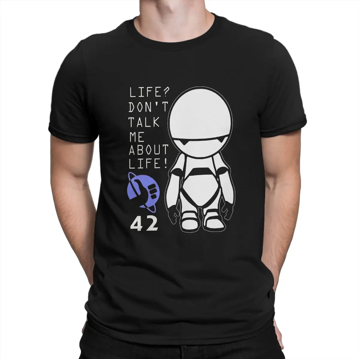 The Hitchhikers Guide To The Galaxy Film Man TShirt Marvin Fashion Polyester T Shirt Harajuku Streetwear New Trend