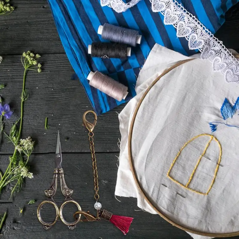 مقص مع خيوط مدببة سلسلة ، مقص الكروشيه ، خياطة الحرف اليدوية ، أداة لخيوط