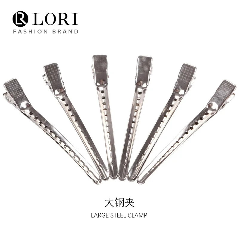 

New barber shop stainless iron hairpin long iron clip Hezui hair salon partition positioning large steel clip manufacturer whole