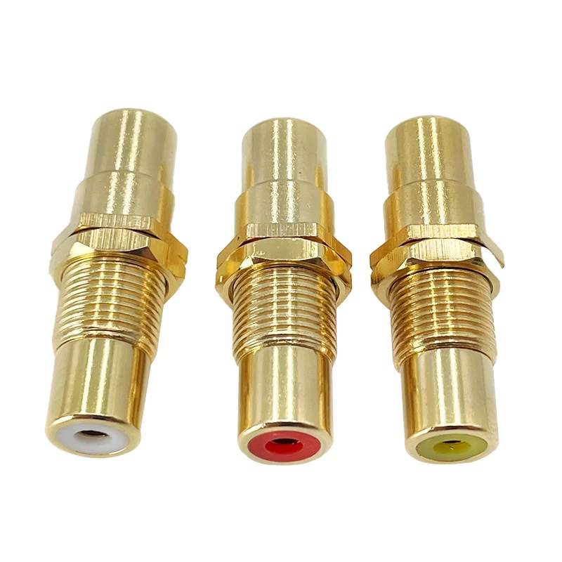 RCA Female to Female Conversion Plug RCA Wire Connector RCA Female Socket Straight Gold-plated Adapter With Screw Nuts