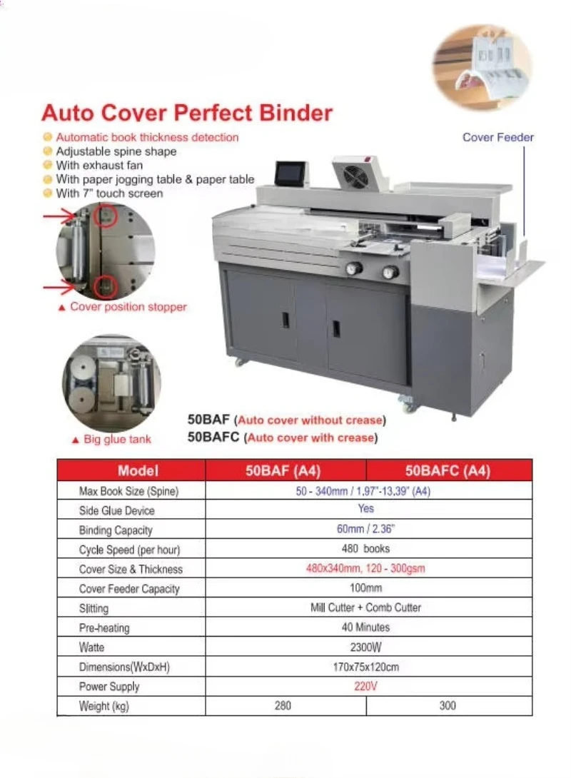 Sysform high-speed automatic paper feed perfect binding machine, large-capacity hot melt adhesive A4 size, with side  function