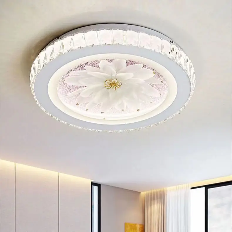 

Silver Crystal LED Chips Crystal Lamp Lighting Fixture LED Circle Light Diameter 500mm Pendant in Bedroom Living Room