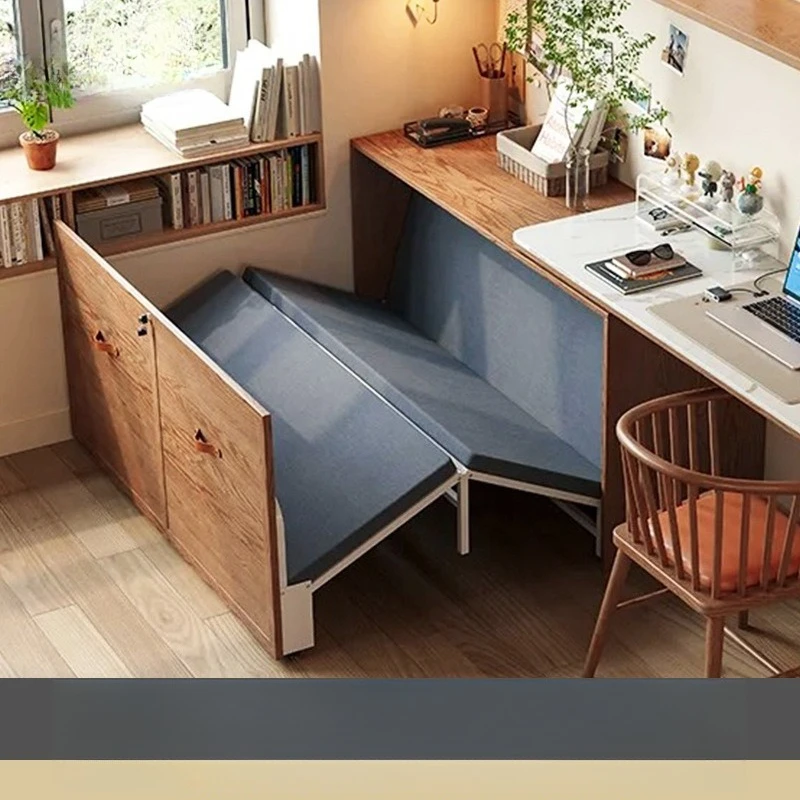 

Cabinet type hidden folding convenient four-fold retractable nap home office school folding bed