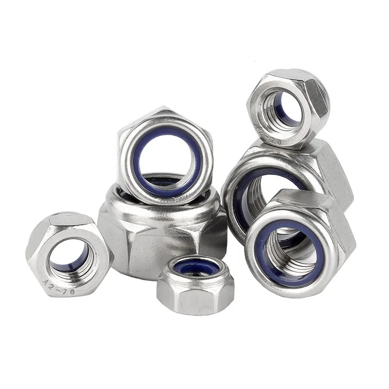 1-20pcs M2-M24  Nylon Lock Nuts Stainless Steel Insert Lock Nuts Self Locking Nut for Car Appliance